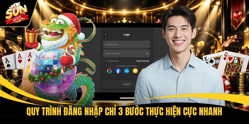 Quy trình đăng nhập chỉ 3 bước thực hiện cực nhanh